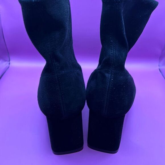 Stuart Weitzman Women's 11 Black Heel Suede Booties Classic Black Minimalist New - Picture 4 of 16